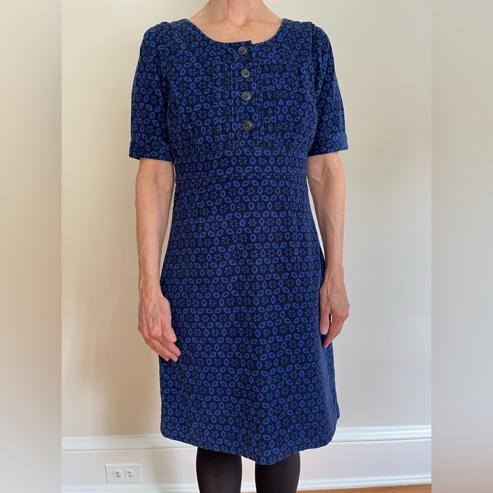 Boden Black + Bright Blue Corduroy Dress